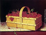 William Michael Harnett Wall Art - A Wooden Basket of Catawba-Grapes